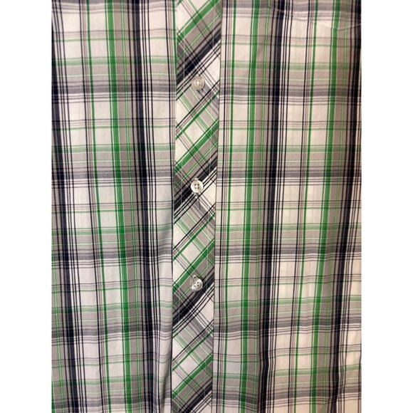 Ecko Unltd Mens Plaid Short Sleeve Button-Up Shirt Large Green/Gray - Picture 3 of 14